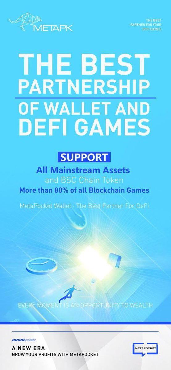 MetapocketW's tweet photo. Did you know that #MetaPocket..

✨Supports all mainstream assets and BSC Chain tokens
✨Supports more than 80% of all blockchain games! https://t.co/RTib2I0Nup