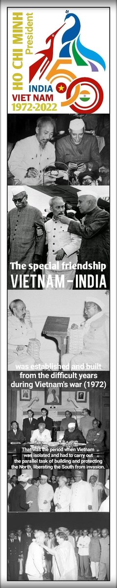 The special friendship #Vietnam - #India was established and built from the difficult years during Vietnam's war. That was the period when Vietnam was isolated &amp; had to carry out the parallel task of building, protecting the North, liberating the South from invasion.
#HoChiMinh