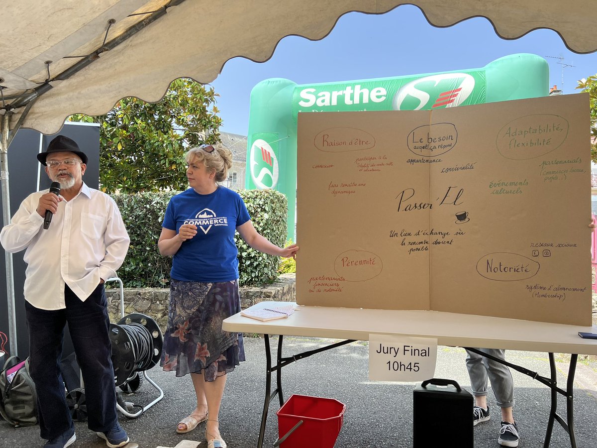 Clap de fin pour #MCBAIC <a href="/leboncoin/">leboncoin</a> <a href="/AuxiliaConseil/">Auxilia Conseil</a> <a href="/GroupeSOS/">Groupe SOS</a> <a href="/BanqueDesTerr/">Banque des Territoires</a> à #SilléleGuillaume #petitesvillesdedemain <a href="/sarthefr/">Département de la Sarthe</a> 
1er : Romuald avec son café brocante 🪑☕️
2ème : David et son atelier de réparation de vélos 🚲
3ème : Shelsy et son atelier d’onglerie 💅