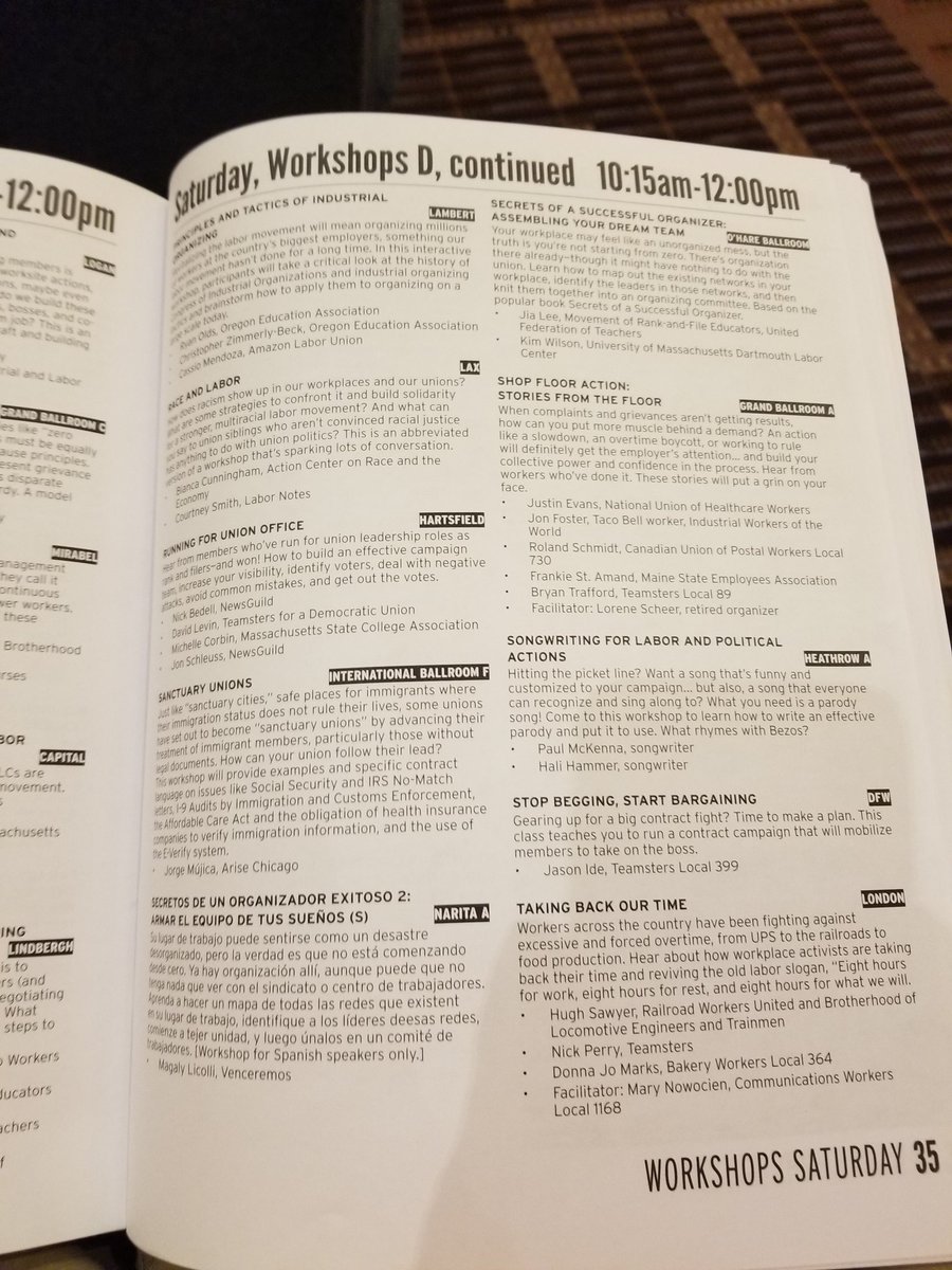 dskamper's tweet image. #LaborNotes2022 how am I supposed to choose a session this morning? There are SIX PAGES of this. So many choices...
