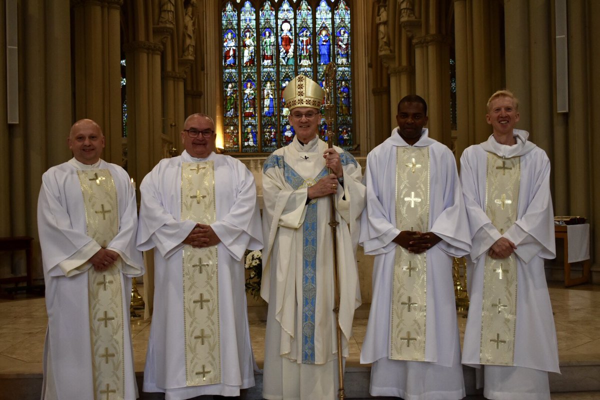 SalfordDiocese's tweet photo. Today we had the joy of celebrating four Ordinations to the Order of Deacons.

Welcome Deacons Damien, William, Davie and John.

We give thanks for them standing forward and answering their call. 

This is a new journey for our diocese on our mission to be ambassadors of Christ. https://t.co/eG0uWdtP5a