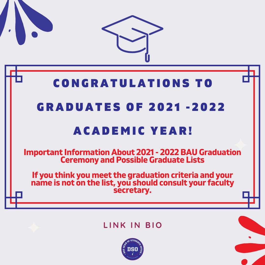 Important Announcement About Graduation 📌 <a href="/BAUAlumniCenter/">BAU Alumni Center</a>

bau.edu.tr/haber/17636-20…

bau.edu.tr/news/17637-imp…