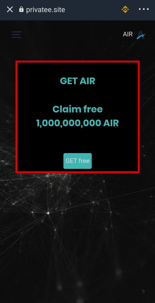 RoosterDrop's tweet image. How to get 1,000,000,000 free AIR

💢Copy the link
💢Enter Trust Wallet
💢Enter the link in the dapps field
💢Select the Bainance network
💢Click on Get free

🎊Congratulations,you received 1,000,000,000 free tokens

privatee.site/AIR/Airdrop/

Bot link:
t.me/AIRAirdropBot
‌.