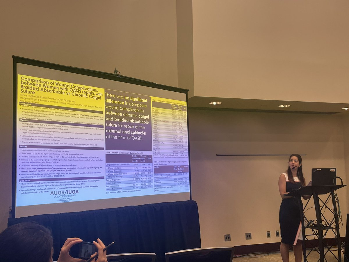 Lauren Giugale, MD (@drlaureng) on Twitter photo Dr. Murillo presenting a trend toward increased wound complications when the External Anal Sphincter is repaired with chromic versus braided absorbable suture…not statistically significant…but clinically significant? 🧐🤓 Way to go! <a href="/MageeUroGyn/">UPMC Magee UroGynecology</a> Dr. Murillo presenting a trend toward increased wound complications when the External Anal Sphincter is repaired with chromic versus braided absorbable suture…not statistically significant…but clinically significant? 🧐🤓 Way to go! <a href="/MageeUroGyn/">UPMC Magee UroGynecology</a>