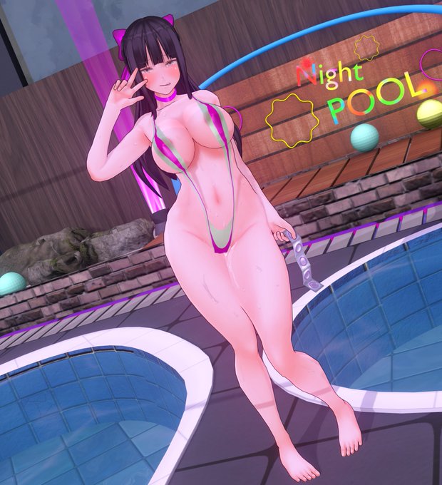 ナイトプールで男を漁るドスケベ清楚ビッチ 