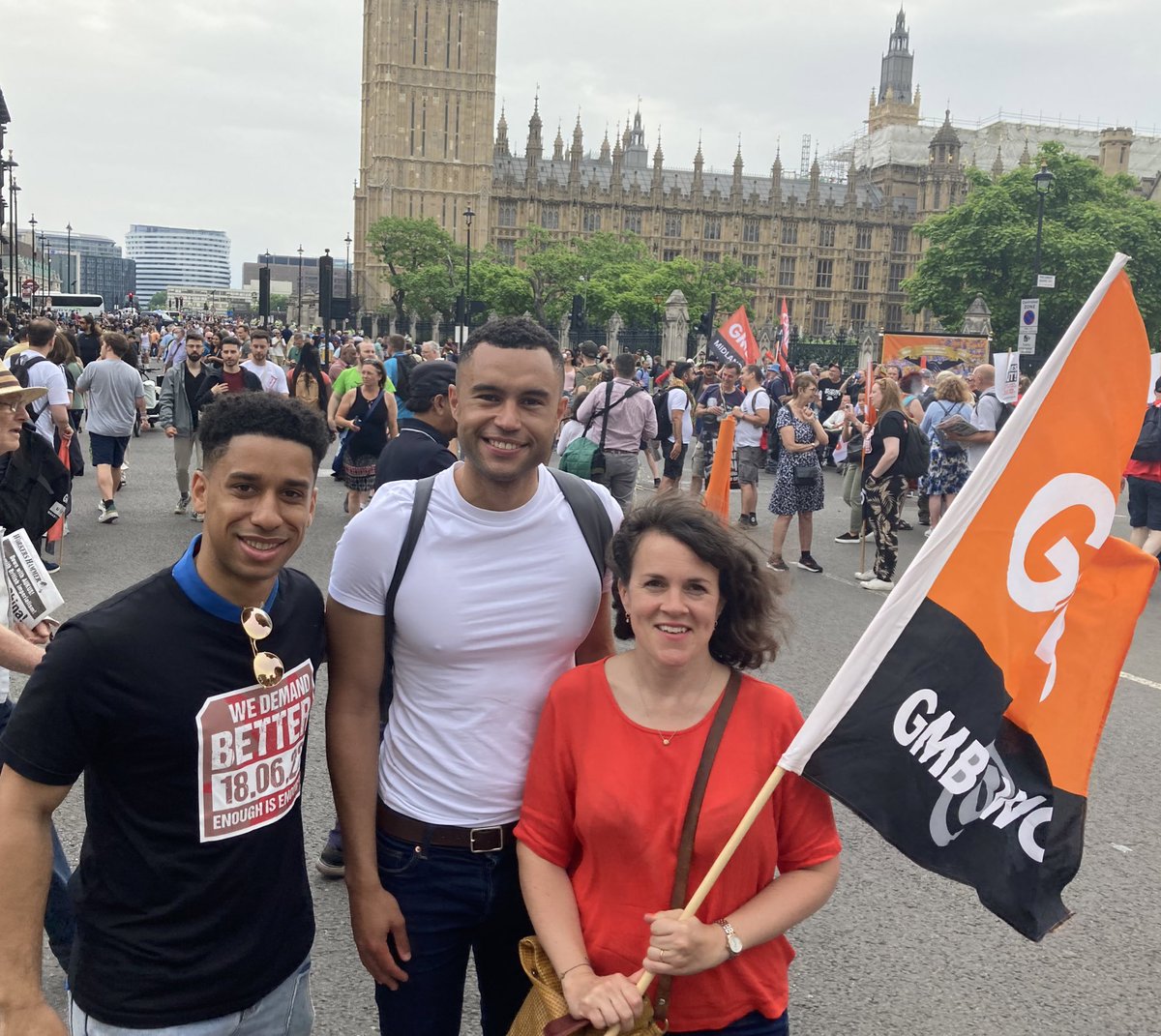 RNBlake's tweet photo. Marching with @GMB_union @GMBPoliticsLDN today - the #CostOfLivingCrisis is holding us all back - proud to march -  #WeDemandBetter. Our economy is broken, inflation is out of control - #joinaunion 💪 https://t.co/CQZNJNjmoC