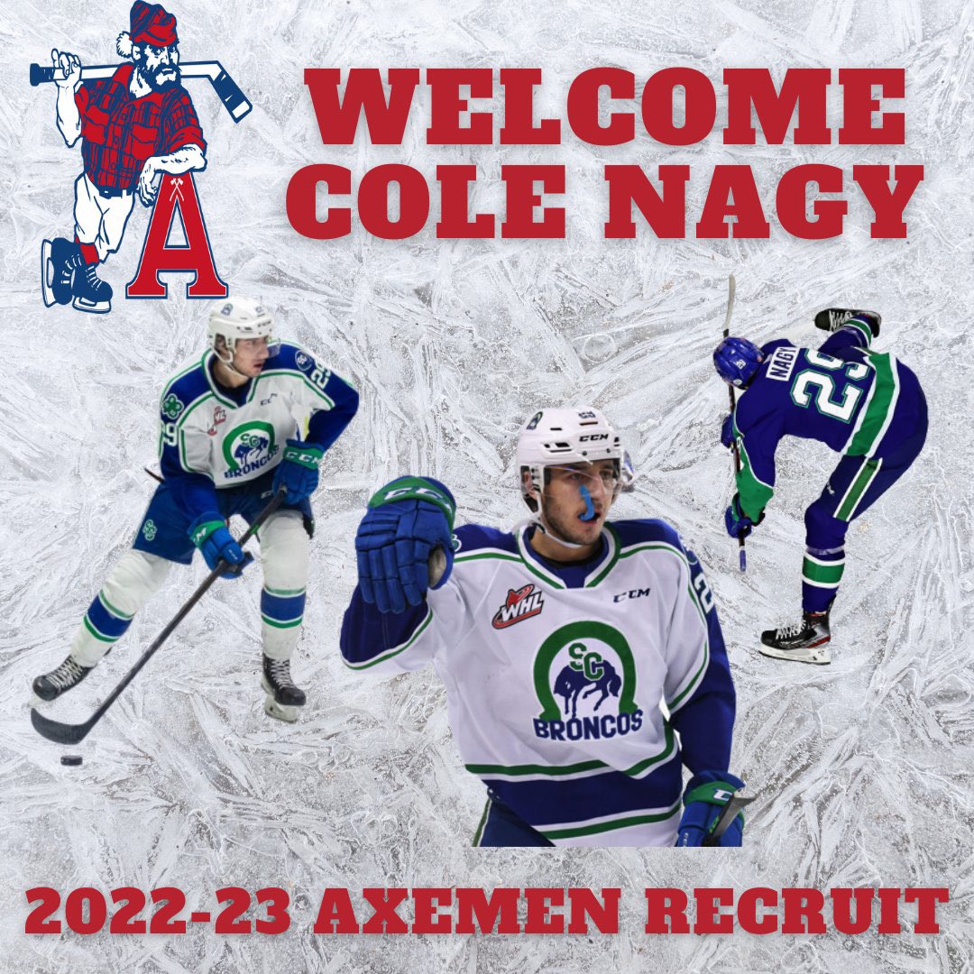 axemenhockey's tweet photo. 🅰️ The Acadia Axemen are proud to welcome WHL alumnus Cole Nagy to the hockey program.

Hear from Coach Burns and Cole, &amp; what Axemen fans can expect to see from Nagy on the ice this fall:
https://t.co/QKz1b6aBVz

Welcome to the Axemen family Cole! 🅰️
#GoAcadiaGo #AcadiaPride https://t.co/0Go71U369J