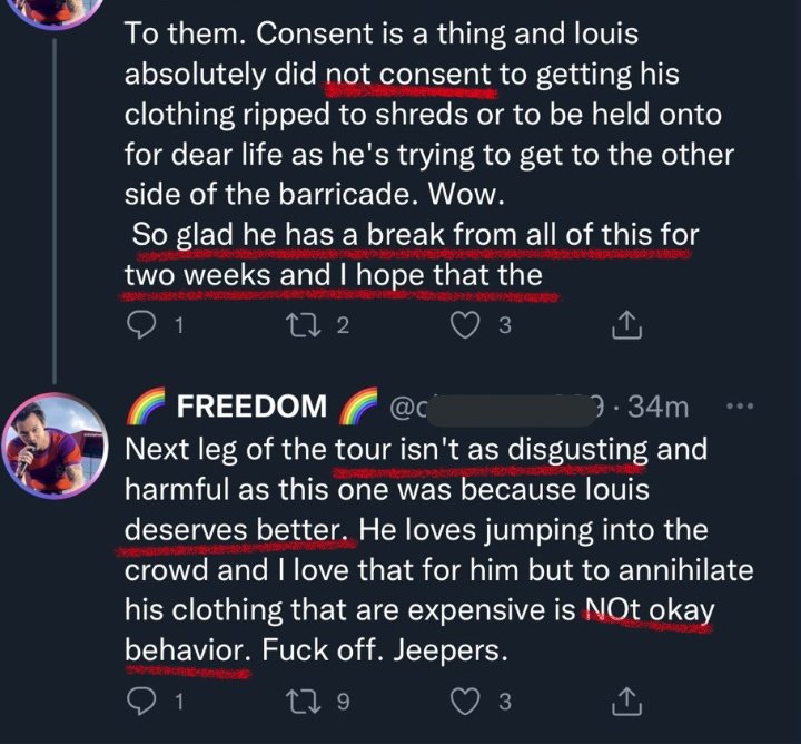 LouisWT91World's tweet photo. We need to talk about this.  
Calling LATAM fans "Animals" just for the thrill of touching Louis when he goes down for the sweeps is totally sick and demonstrates Xenophobia, saying that it is disrespectful that they touch him, that you are already happy that he is going + https://t.co/gfe6lmQJNk