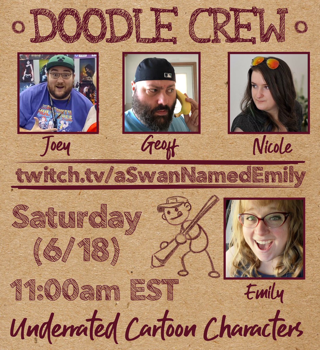 DoodleCrewDraw's tweet photo. Happy Saturday Morning Cartoons Doodle friends! 

Today we're tackling 'Underrated Cartoon Characters'! Dive down the nostalgia hole with us at:
https://t.co/Pu5PgWSkmY

#doodlecrew #doodlecrewHYPE #cartoon #SaturdayMorningCartoons @GMunny #twitch #art #artstream #twitchstreamer https://t.co/om7bzQ035V
