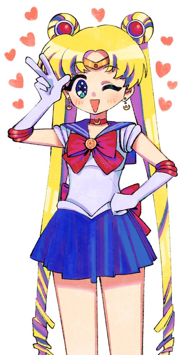 sailor moon ,tsukino usagi 1girl solo one eye closed gloves skirt sailor senshi uniform blonde hair  illustration images