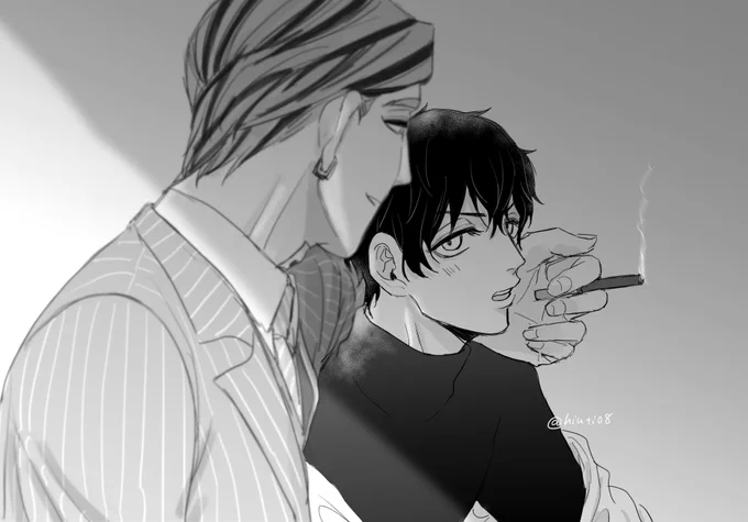 #蘭みつワンドロ 【たばこ】
梵蘭×黒髪🍯
45分オーバー😂 