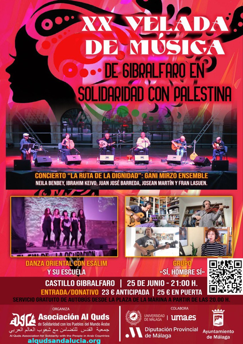 Os supongo a much@s informad@s.. pero por si acaso...q somos de improvisar.
25 junio 21h.. 
#25JunXXVeladaEnGibralfaroEnSolidaridadConPalestina 
Entradas donativos web puntos distribución
alqudsandalucia.org
No os quedeis sin venir!  
Advertid@s quedáis..😉