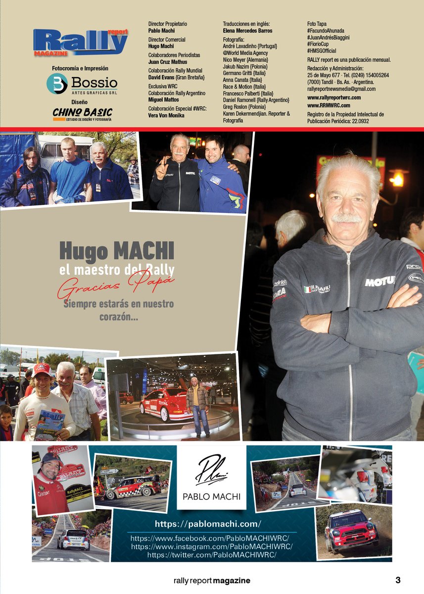 PabloMACHIWRC's tweet photo. #HugoMACHI 😍 EL MAESTRO DEL RALLY 😍
#RRM #WRC ARGENTINA MAGAZINE 165 🏁 🏆 🇦🇷 🌎 🔝
RRM Magazine RRM WRC Magazine Argentina https://t.co/or2tS1ecU1 🏁 🏆 🇦🇷 🌎 🔝 https://t.co/Yimdcz5Ztj