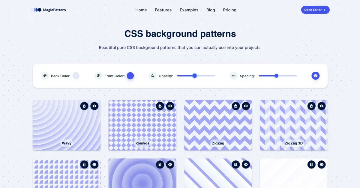 Prototypr's tweet image. Pick a pattern and customize it to suit your projects. You can change colors, spacing, opacity, and more! 😎 

prototypr.io/toolbox/css-ba… by @d__raptis