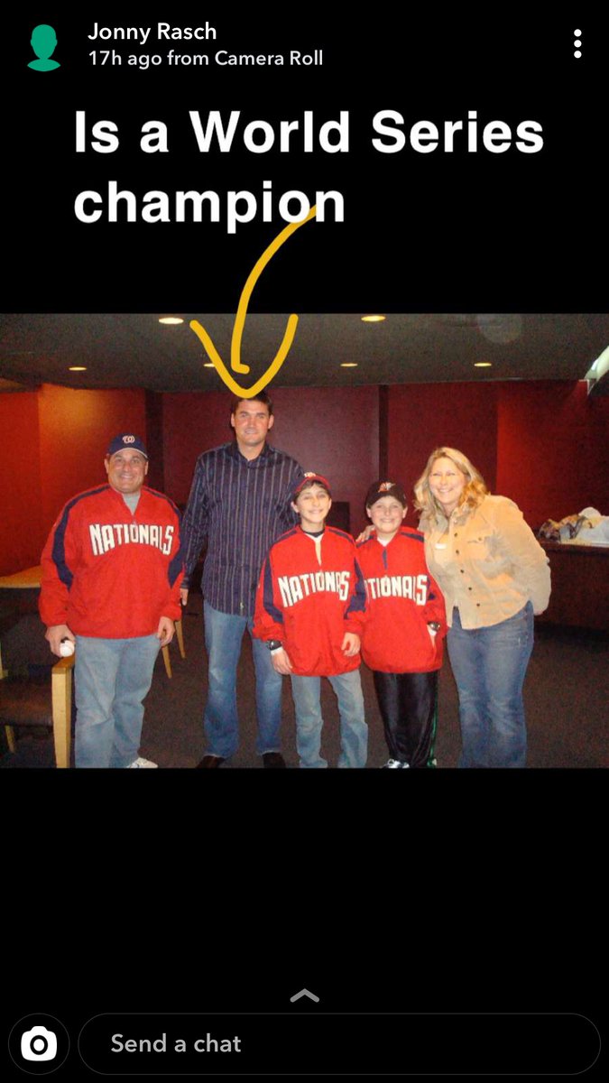 here’s a snapchat jonny sent on october 31, 2019 with a picture of my family with zim at a wizards game in 2007 #zimday