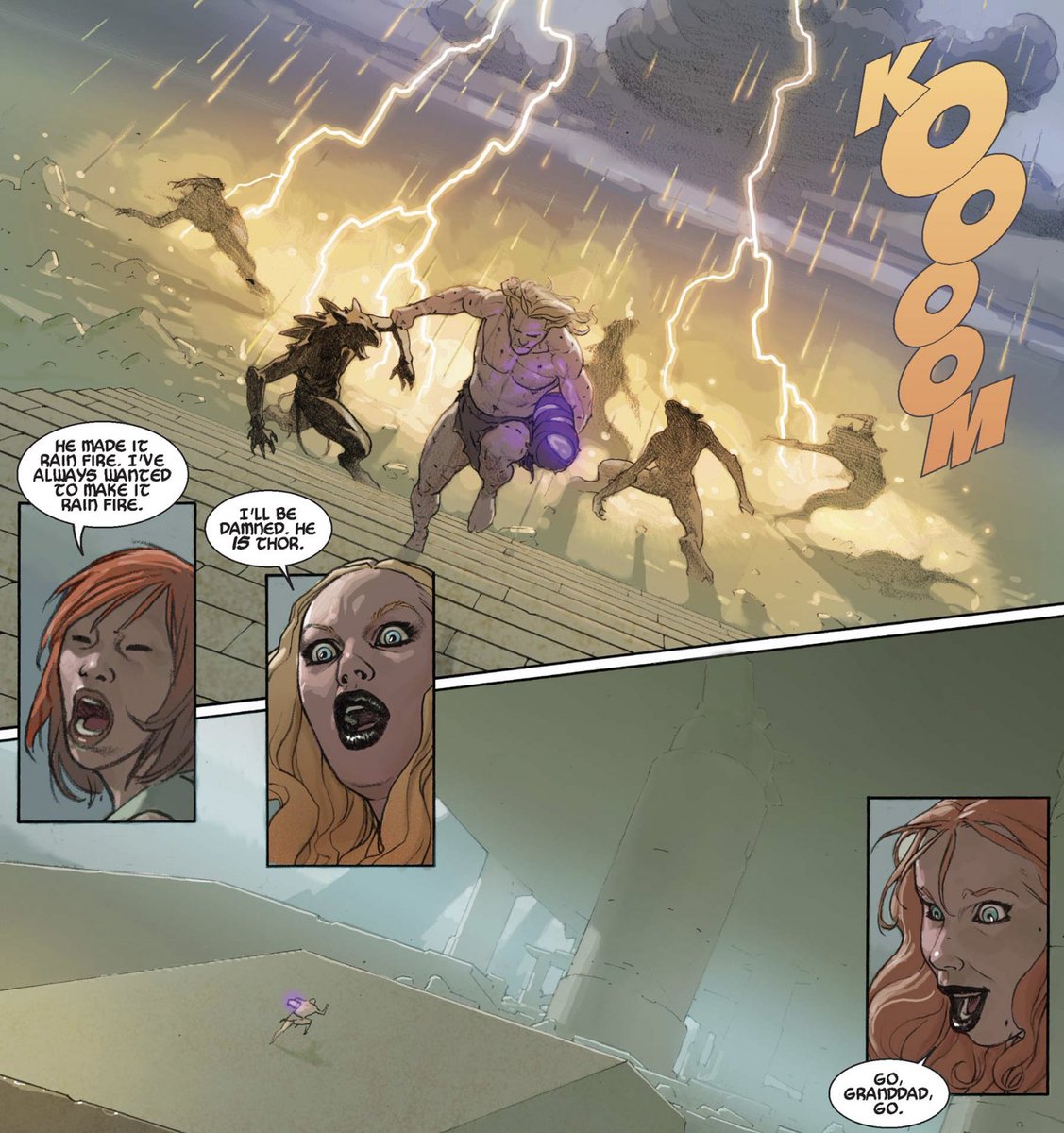 AnotherRelaunch's tweet photo. #ARBookClub Thor making it rain fire while going to destroy the Godbomb was pretty cool! This has been so action packed! https://t.co/hmxN3UJTJh