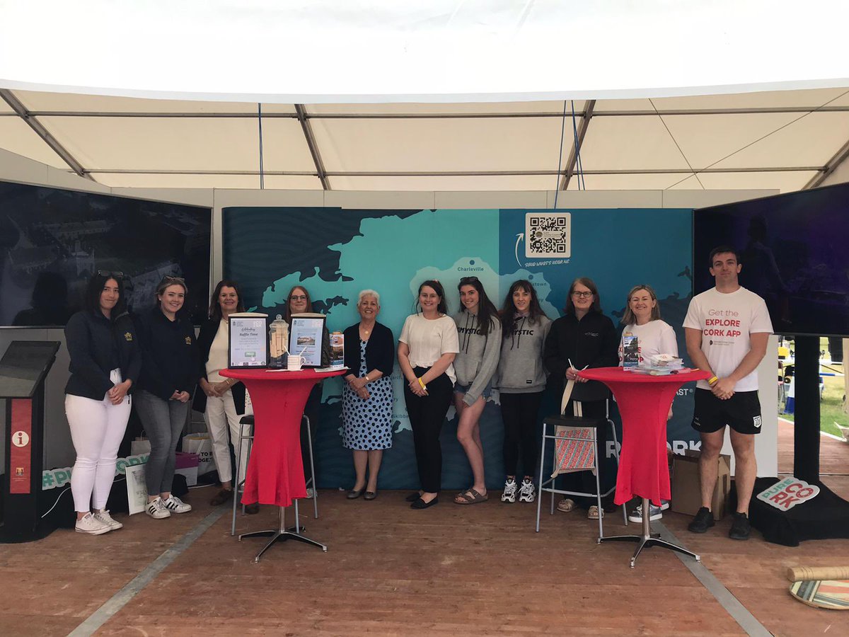pure_cork's tweet photo. Delighted to be joined on the #PureCork stand at @CorkSummerShow today by industry friends including @SpikeIslandCork @ballyhass_group & @CelticRossHotel as well as Rose & Andrew of @Corkcoco who are showcasing the Explore Cork App here at the show #corksummershow #ExploreCorkApp https://t.co/JrR0wiEOeJ