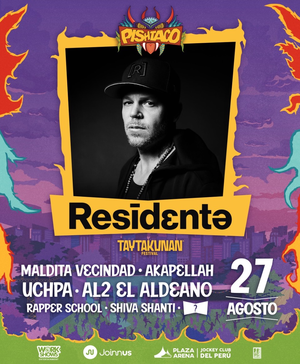 joinnus's tweet photo. [R] @Residente confirmado en Lima este 27 de agosto en #TaytakunanFestival formato #PishtacoStage 🔥 

🎫 Inicio de venta: 21 de junio 9am

#Residente #MalditaVecindad #Akapellah #Uchpa #AL2ElAldeano #RapperSchool #ShivaShanti @WorkShowsPeru https://t.co/FDfHKZKOah