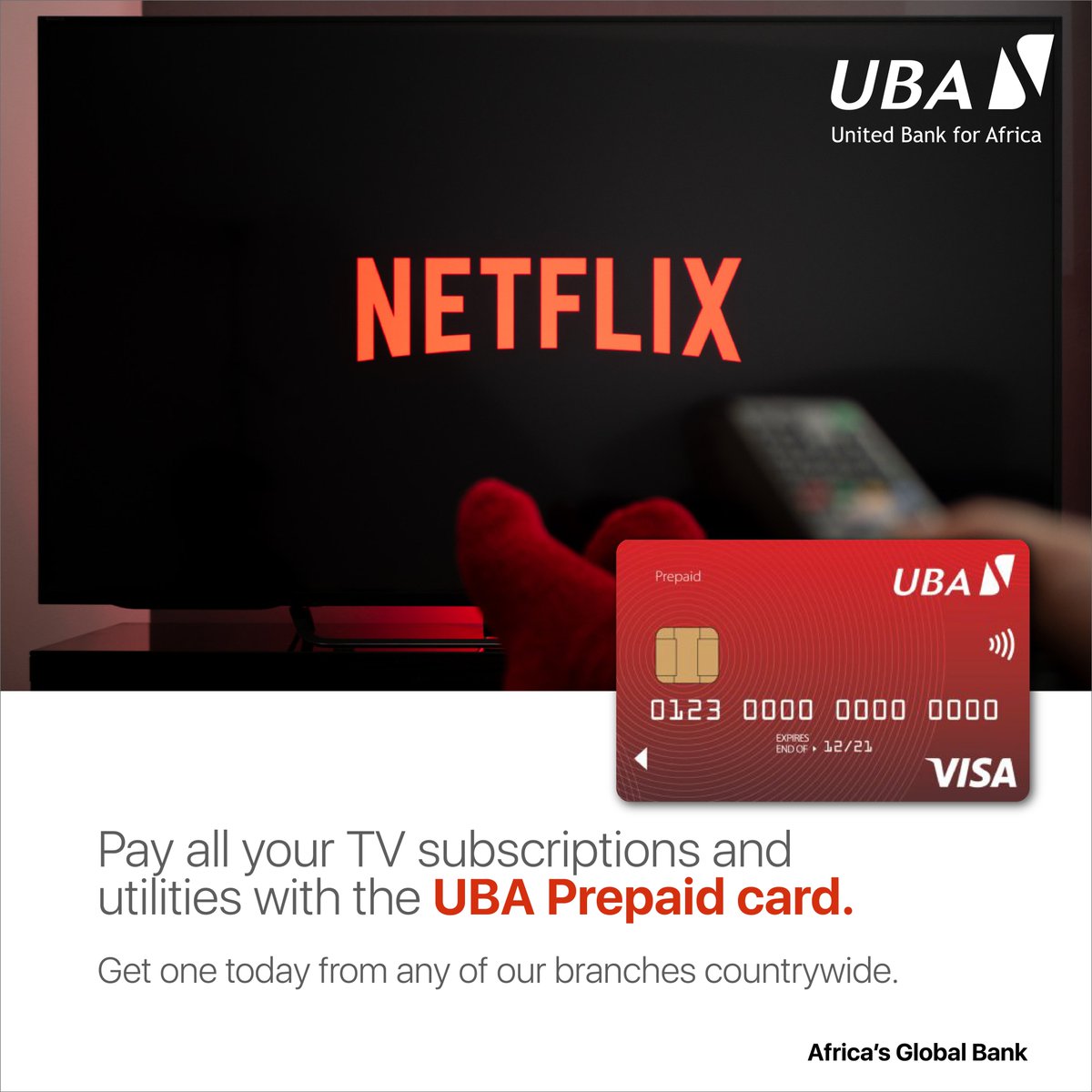 UBAUganda's tweet photo. Tewali kuzikiza this weekend!
Watch your favorite sport this Sunday by keeping all your utility payments and Tv subscriptions up to date.
#UBAPrepaidCard
#TVSubscriptions
#UtilityPayments https://t.co/gmz5hfEZdb