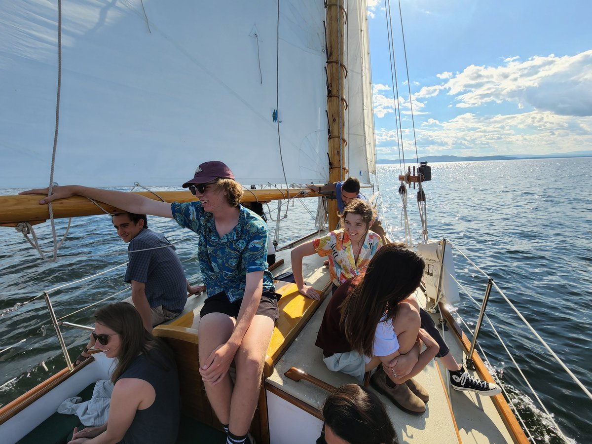 BigCzcn's tweet image. During our full group meeting this week a dozen @CZCNet #BigDataCluster members spent a beautiful couple hours on Lake Champlain sailing in a vessel named Friend Ship, piloted by a Whistling Man Schooner crew. Studying the #CriticalZone includes enjoying its recreational aspects.