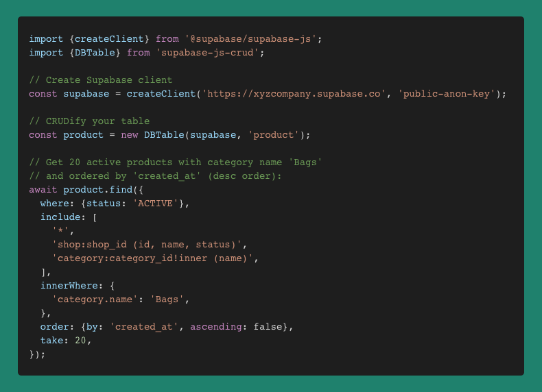 Access <a href="/Supabase/">Supabase</a> data differently with `supabase-js-crud`

Github: github.com/kanzitelli/sup…

#Supabase #Typescript #Database