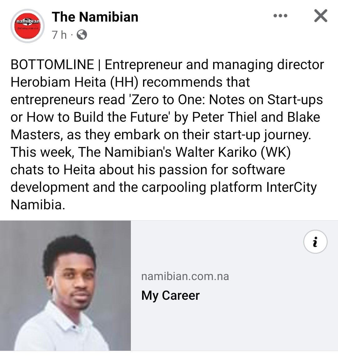 Wisdomofages2's tweet photo. Zero to one as recommended by Herobiam Heita. 
Available in Windhoek from us for only N$ 250. Please call Fimaneka at +264 81 279 4133. https://t.co/sUdfYLyz3C