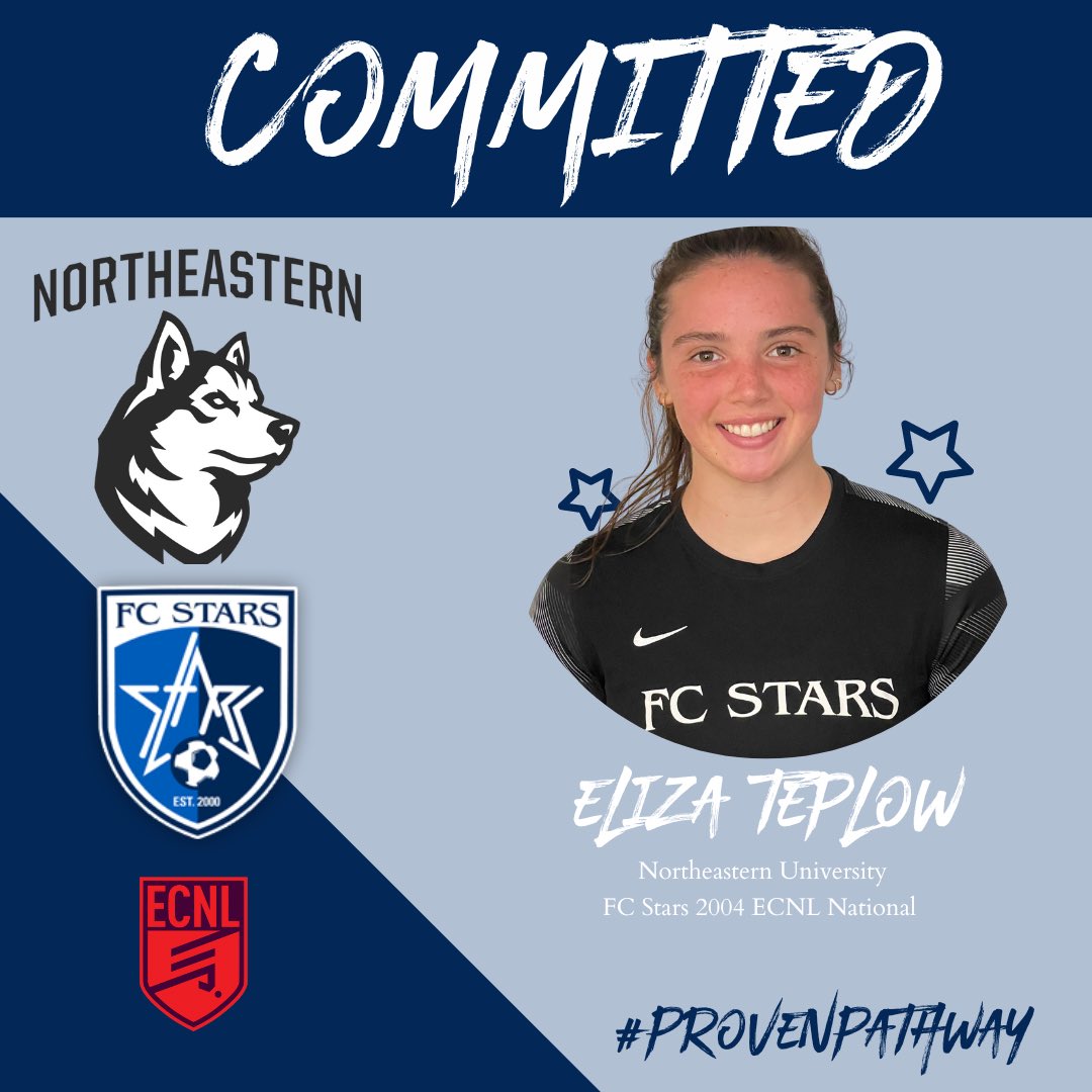 Congratulations to FC Stars 2004 ECNL National player Eliza Teplow for her verbal commitment to play for Northeastern University!

#FCStars #StarsNation #ProvenPathway
⭐️⭐️⭐️⭐️⭐️⭐️⭐️⭐️⭐️⭐️