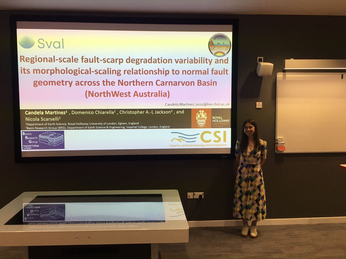 Candela Martinez Martinez (@candemartimarti) on Twitter photo I had the opportunity to share my preliminary results about "Regional-scale fault-scarp degradation variability and its morphological-scaling relationship to normal faults geometry across the Norther Carnarvon Basin" in collaboration with <a href="/CSI_RHUL/">Clastic Sedimentology Investigation</a> and sponsored by Sval Energy I had the opportunity to share my preliminary results about "Regional-scale fault-scarp degradation variability and its morphological-scaling relationship to normal faults geometry across the Norther Carnarvon Basin" in collaboration with <a href="/CSI_RHUL/">Clastic Sedimentology Investigation</a> and sponsored by Sval Energy