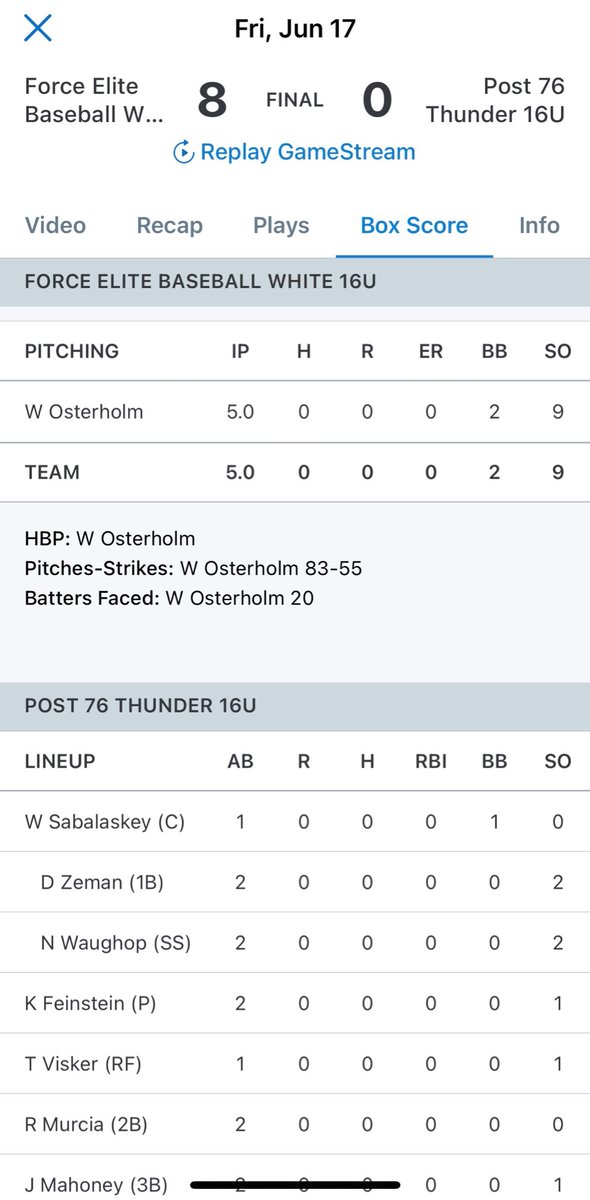 will_osterholm's tweet photo. Last two games went really well. 3 for 4 with 2 walks and a no hitter in the 8-0 win. @thebomcil @PBR_Uncommitted @FE_Baseball https://t.co/SwNN9zlAmE