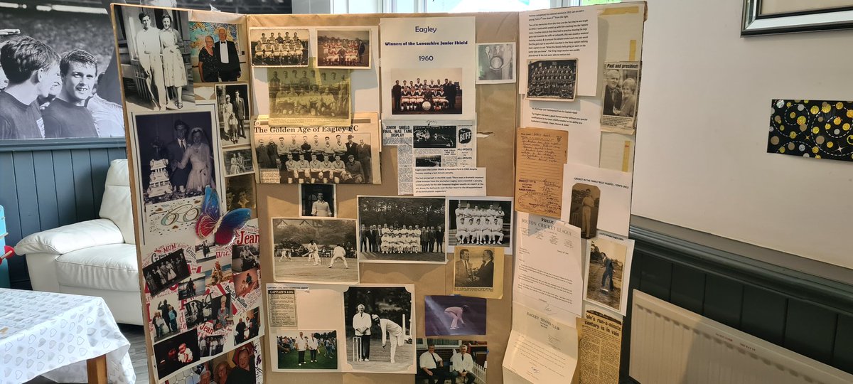 One of <a href="/BoltonCricketUK/">Go to @nwcricketleague</a> league and <a href="/EagleyCricket/">Eagley Cricket Club</a> and <a href="/Eagley_Football/">Eagley Football Club</a> clubs favourite sons celebrated his 90th birthday today and it was great to see so many in attendance to a player, umpire, coach and spectator for 75+ years. ❤️❤️❤️ This memory wall. Happy 90th Tommy!