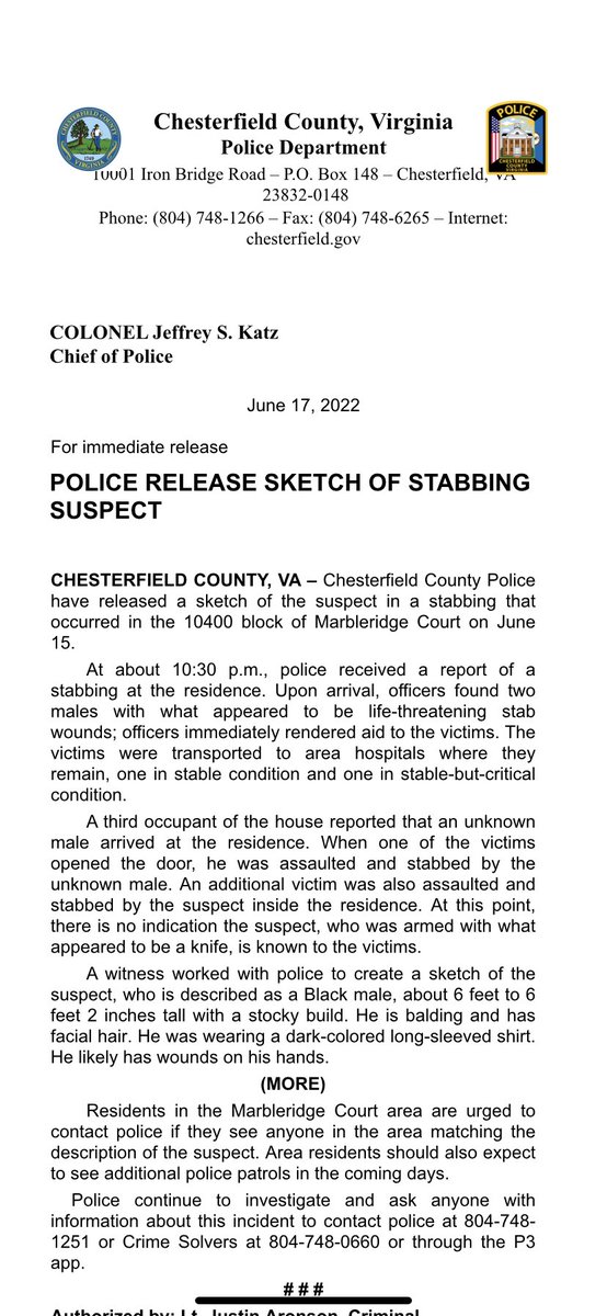 LtAronson's tweet photo. For immediate release: @NBC12 @CBS6 @8NEWS @RTDNEWS https://t.co/wF2mWu09qb