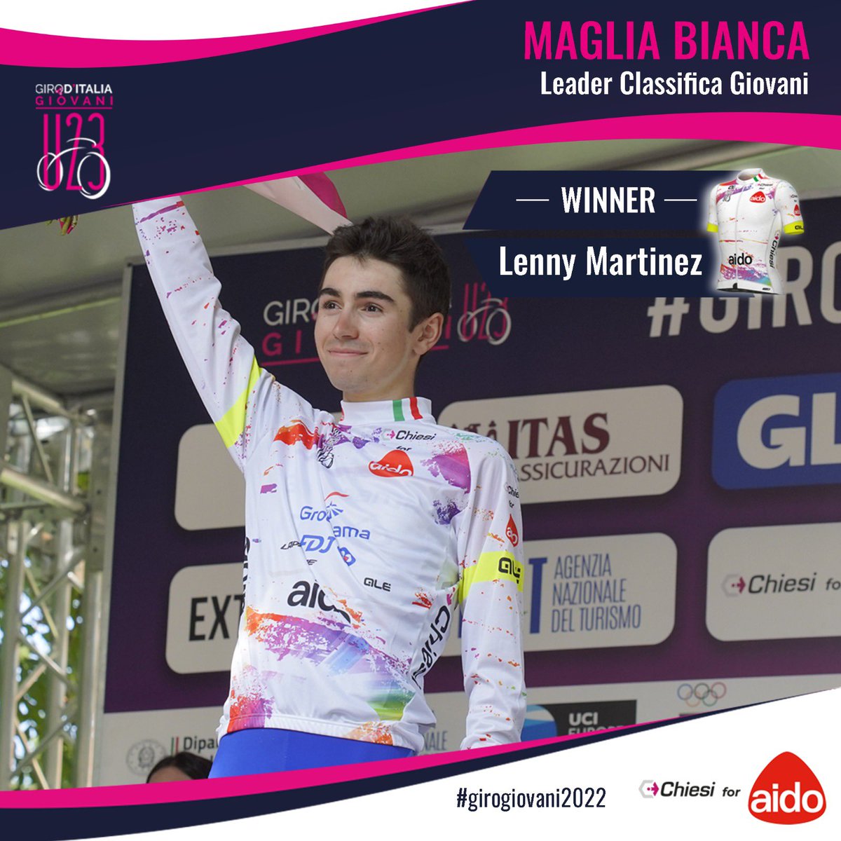 Giro d'Italia Giovani Under 23 (@giroditaliau23) on Twitter photo 🌪️ Giro d'Italia Giovani Under 23 - Tappa 7 / Stage 7🌪️
Maglia Bianca AIDO Associazione Italiana per la Donazione di Organi - <a href="/lennymrtz1/">Lenny Martinez</a> <a href="/groupamafdj_ct/">La Conti Groupama-FDJ</a>
#giroditaliau23 #girogiovani2022 🌪️ Giro d'Italia Giovani Under 23 - Tappa 7 / Stage 7🌪️
Maglia Bianca AIDO Associazione Italiana per la Donazione di Organi - <a href="/lennymrtz1/">Lenny Martinez</a> <a href="/groupamafdj_ct/">La Conti Groupama-FDJ</a>
#giroditaliau23 #girogiovani2022