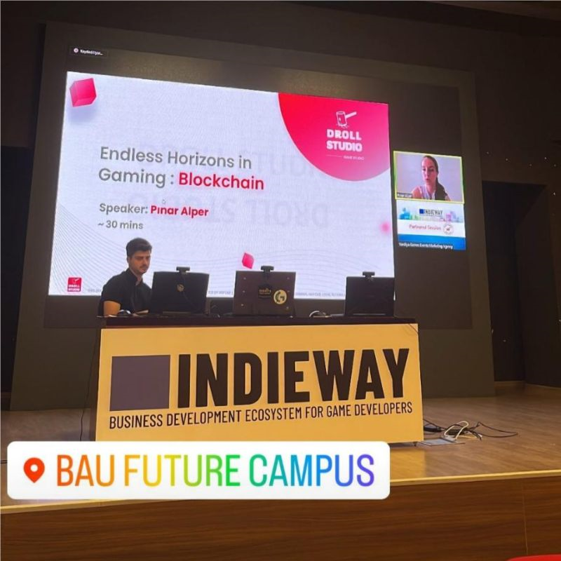WOIGame's tweet photo. Our co-founder Pınar A. have talked about blockchain-based games at Indieway's June event. 🚀🚀

#drollstudio #game #gamestudio #p2e #blockchain #playandearn #nftgame #indieway #womeningames #event https://t.co/HyRZGsp6k2