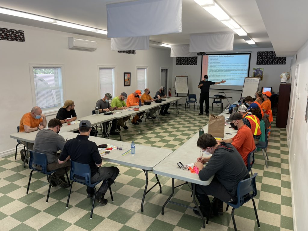 HalifaxSAR's tweet photo. For the first time in approx. 3 years #HSAR is running a map and compass course for new members. They’re now headed off to the woods to practice their classroom skills in a solo NavEx. To our new members- with some many places you can #volunteer, thanks for choosing us! #GSAR https://t.co/ZsPyQY3deb
