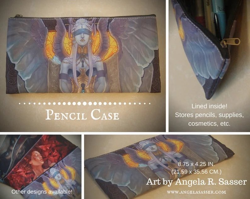 AngelaSasserArt's tweet photo. #studiosaturdays Sharing some of the art merch I have here in the studio! Playmats, pouches, etc of my art โKeeper of Secretsโ. She works so well on many formats with her Tarot-inspired stained glass style. I enjoy the dark feminine power of this piece. One of my personal faves! https://t.co/B15Vzw8xHJ