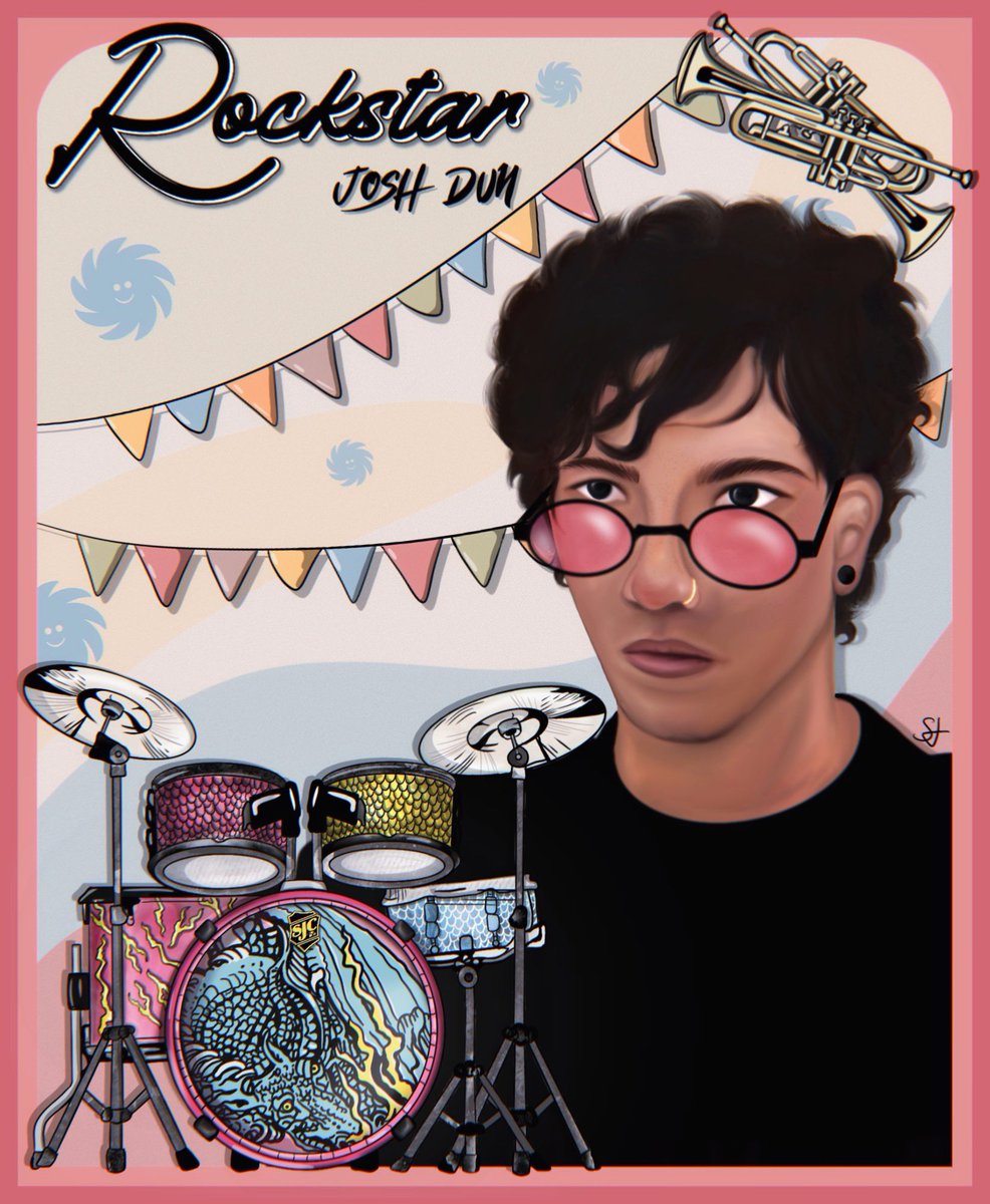 TomanSalome's tweet photo. Hey @joshuadun ,we wish you an happy coolday🥁
Thanks for being a big part of my inspiration everyday, u and the band changed me!
We love you

= > Collab hosted by @artbytheclique 

#cliqueart #joshdun 
#twentyonepilots 
#clique #tylerjoseph https://t.co/zrLAbXbdoe