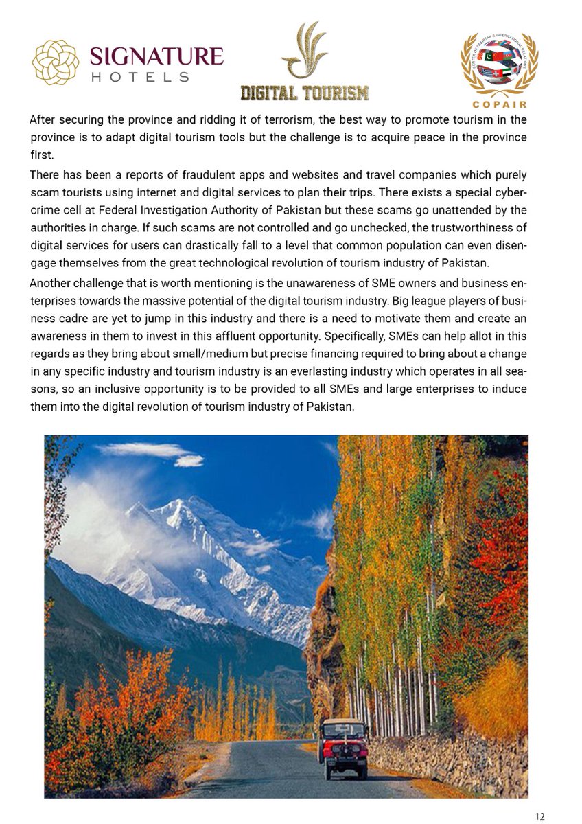 Digitaltourism3's tweet photo. Digital Tourism; Revolutionizing tourism industry in Pakistan  
@COPAIROfficial @signaturehtl @TDCPOfficial #tourism #Digital #Innovation https://t.co/Elc12y25MN