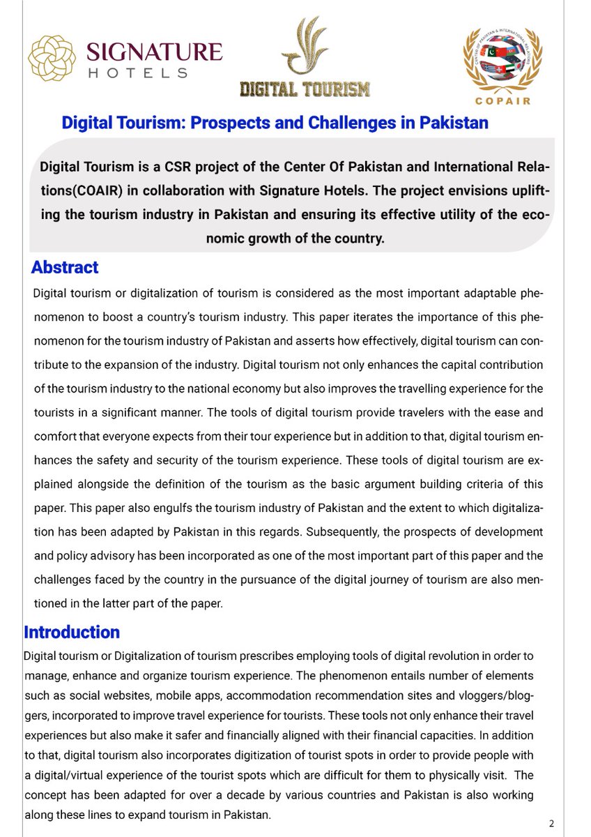 Digitaltourism3's tweet photo. Digital Tourism; Revolutionizing tourism industry in Pakistan  
@COPAIROfficial @signaturehtl @TDCPOfficial #tourism #Digital #Innovation https://t.co/fvjuGKRr1X