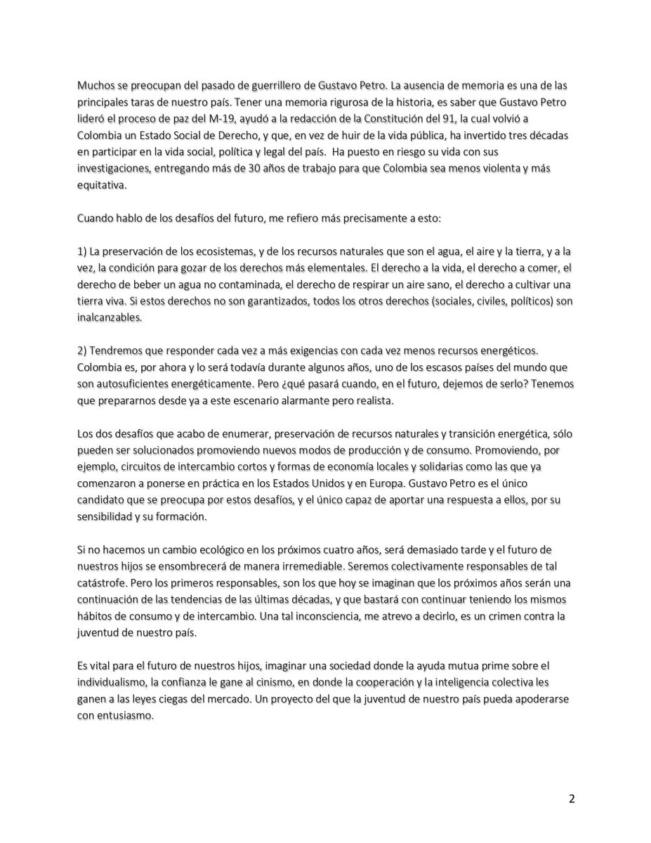 AntanasMockus's tweet image. Carta abierta de Antanas Mockus junio 18 2022.