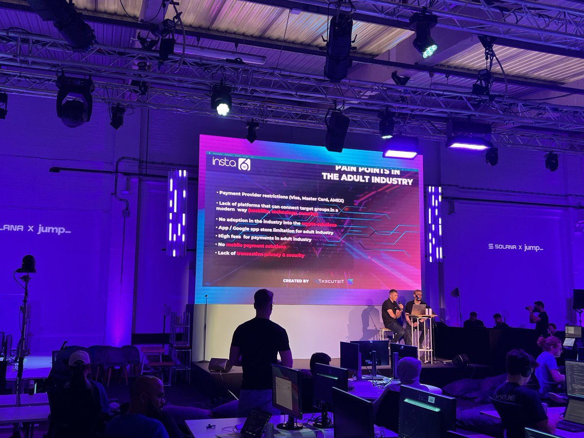 Speaking now at #HackerHouseLondon are Insta6. 

Insta6 aspire to connect the legal adult industry with cutting edge technology. ❤️
