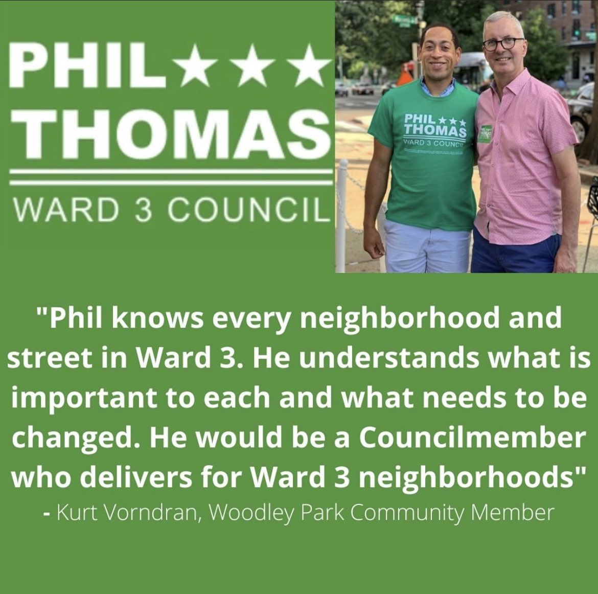 PhilForWard3DC's tweet photo. Thank you to Kurt for your kind words and support! This campaign runs off people in the community, not large organizations! #TheCommunityCandidate https://t.co/YdyG8C3JKB