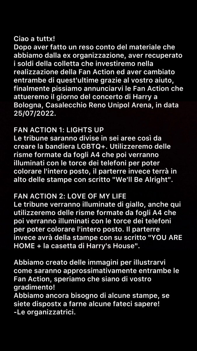 harryfabolognaa's tweet photo. ⚠️FAN ACTION UFFICIALI⚠️

#HarryStyles   #HarrysHouse   #LoveOnTour2022 https://t.co/vTaVun6gNs