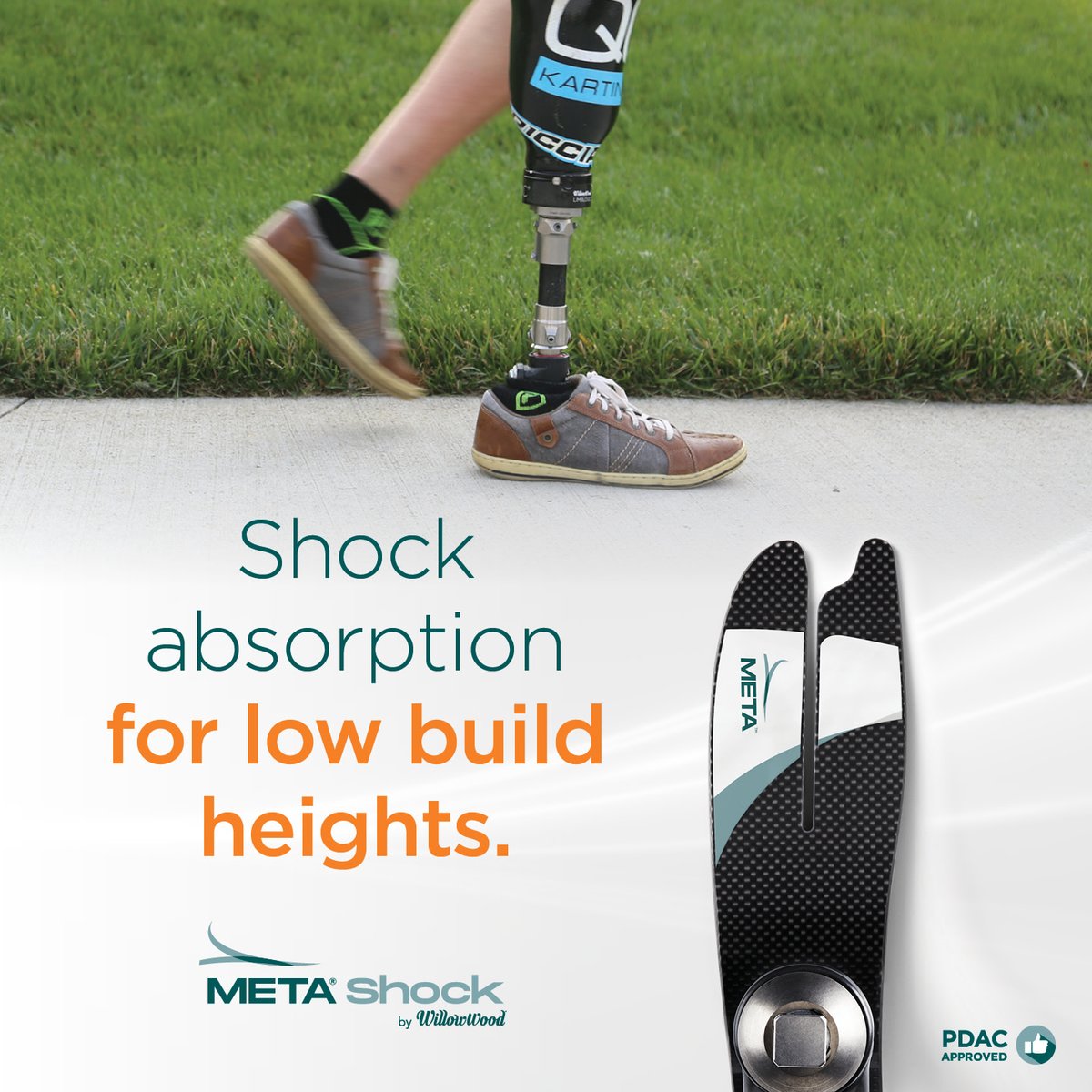 Before META Shock, amputees with low build heights had to sacrifice shock absorption and energy return. But those days are over. META Shock delivers the performance needed for even the most demanding activities. See META Shock in action at rb.gy/qkrp21