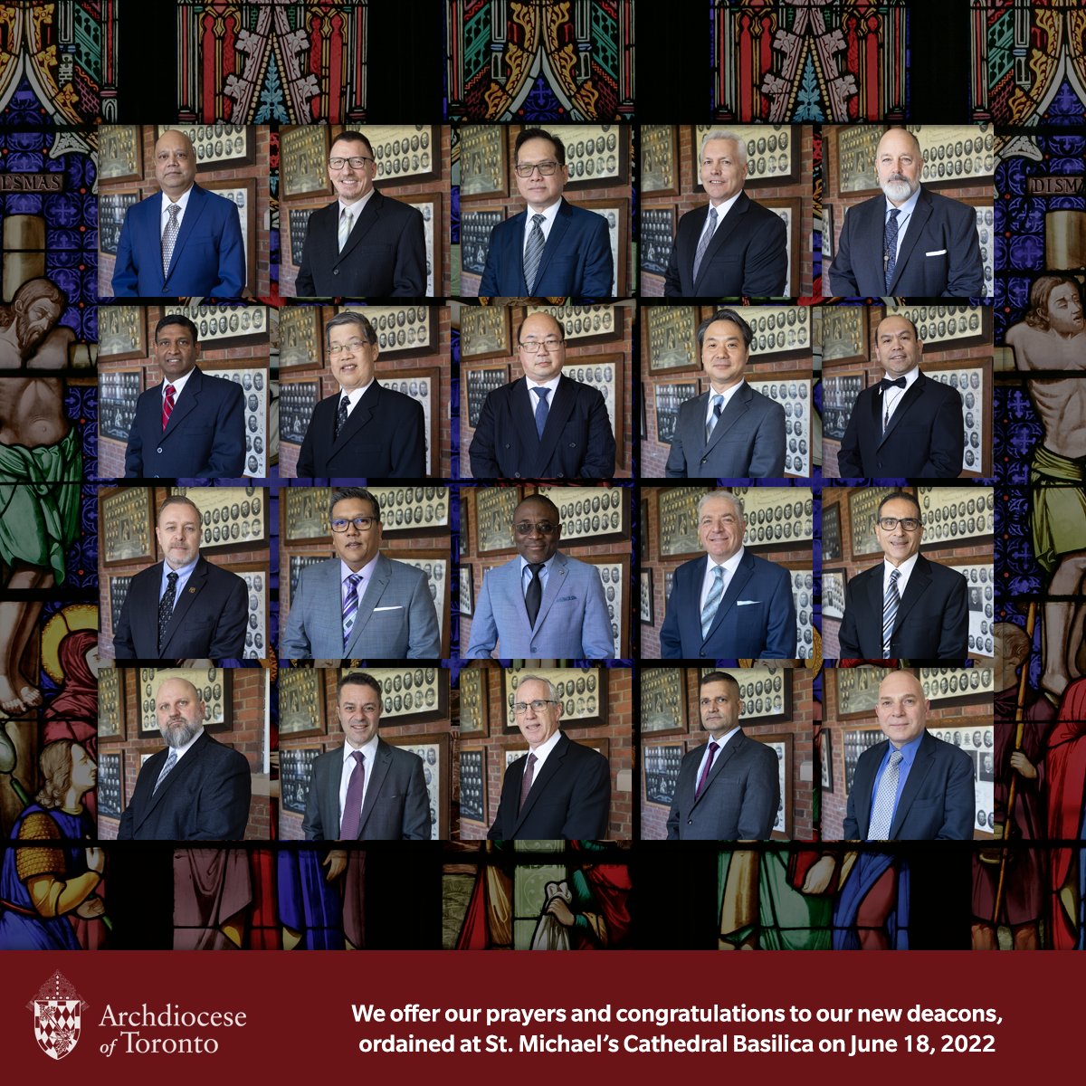 archtoronto's tweet photo. Today, twenty men were ordained permanent deacons in service to the Archdiocese of Toronto. As a community of faith, let us offer our prayers for them as they begin their ministries that will extend far beyond the walls of any church. #catholicTO #vocationsTO https://t.co/EJuLcymQjB