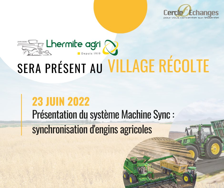 CercledEchanges's tweet image. L’incontournable Lhermite Agri déploiera ses couleurs au Village Récolte le 23 juin au Gros-Theil (Le Génetey) ! 🗓📌

Votre concessionnaire vous présentera le système de synchronisation des engins : Machine Sync 🚜
Plus d’infos : fb.me/e/1uHihJthK
