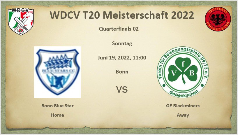 09Vfb's tweet photo. Registering the first ever win on WDCV 50 Overs BL last Thursday against @DBlackcaps, Gelsenkirchen Blackminers boys are to take on Bonn blue stars in WDCV T20 Meisterschaft 2022 - Viertelfinale 02 tomorrow. #cricketindeutschland #cricket https://t.co/yzBxmRRs0o