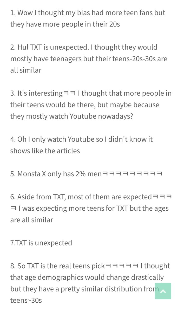txt going viral for having shocking fan age demographics mostly in their 20s to 30s unlike most of the rest of bgs
I think all the peer fans of txt really relates to txt's massege to speak for their generation I'm so proud of them