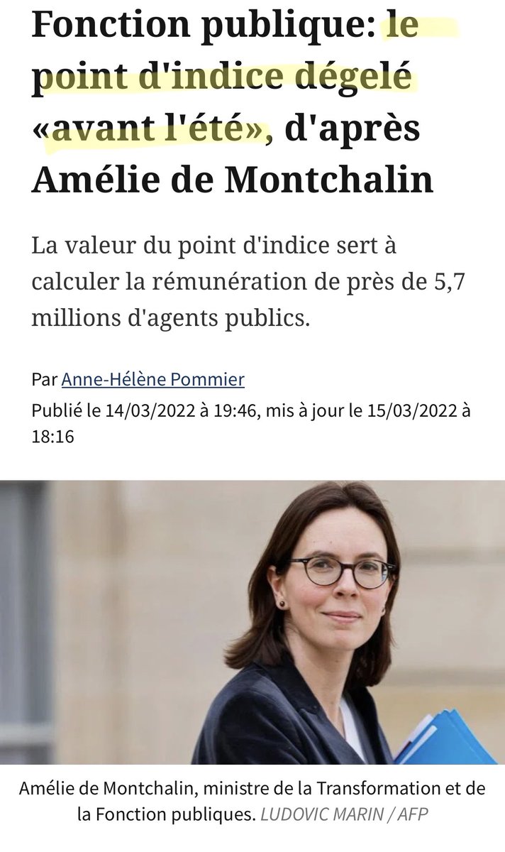 Charivari1's tweet photo. On n’est pas obligés de prendre pile la date officielle du 21 juin, certes. Mais si c’est en juillet, ce ne sera plus «  avant l’été » que le point d’indice sera dégelé.
Alors : promesse tenue ?
@AdeMontchalin https://t.co/TlkFRxzO8l
