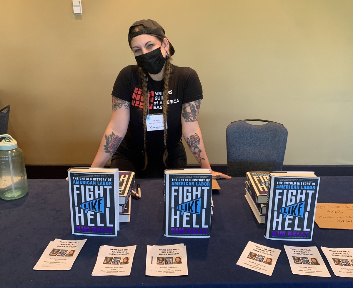 GrimKim's tweet image. My books have finally arrived at the #LaborNotes2022 exhibit hall. Come say hi! :)