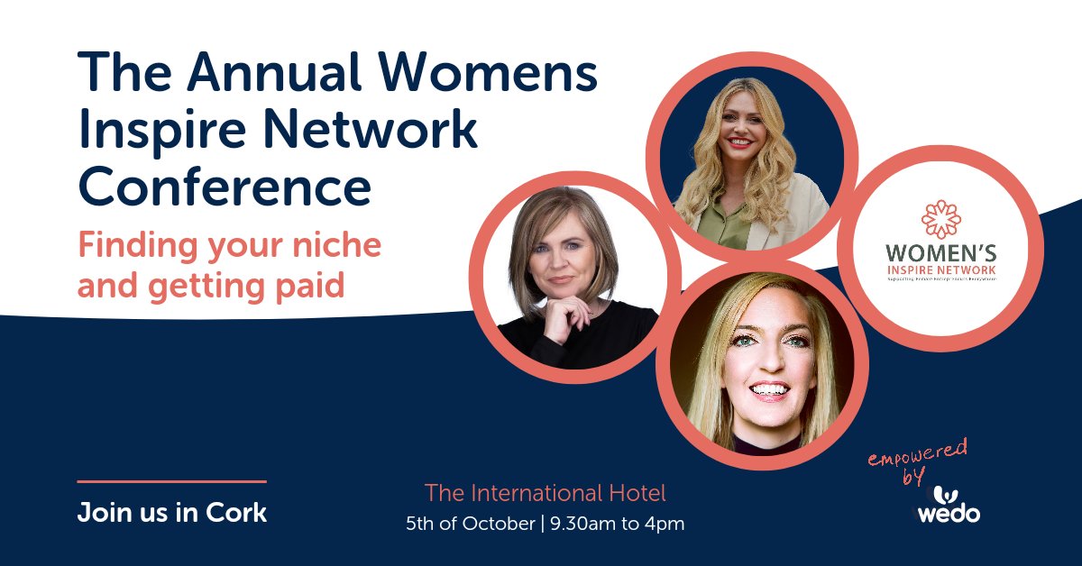 WomensInspireIE's tweet photo. Join us at our 10th @WomensInspireIE conference! We're going to #Cork @No1CorkHotel (it's near @CorkAirport too so you can fly in if you are outside Ireland) We also have a virtual ticket option! 
Book your Early Bird tickets now ⬇️
https://t.co/XZZYZbSRZm https://t.co/YfpQd4WbJ0